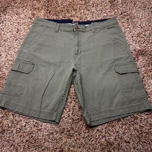 Chaps Coastland Wash Mens Olive Green Stretch Cargo Shorts Size 33 CM12S1